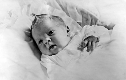 Queen Margrethe II of Denmark. In the picture she is four weeks old and the picture was taken in