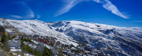 Sierra Nevada village and snow ski resort in Granada of Spain