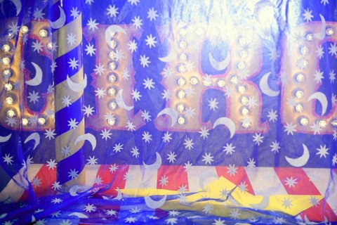 Circus concept metaphor recreation with clown equipment still life