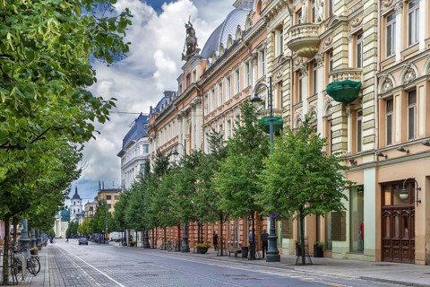Gediminas Avenue is the main street of Vilnius, Lithuania, Europe