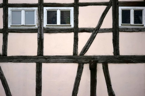 The beam construction and the timber frame of a half-timbered house