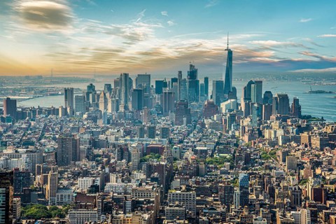 Manhattan skyscraper from Empire State Building, USA, North America