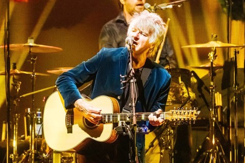 MELBOURNE, AUSTRALIA - DECEMBER 10: Neil Finn of Crowded House performs at Rod Laver Arena on