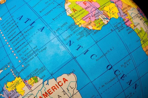 Atlantic ocean of the globe