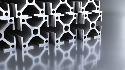 Some aluminum construction profile objects. 3D illustration