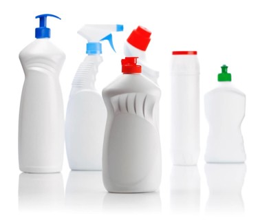 Set of cleaning bottles