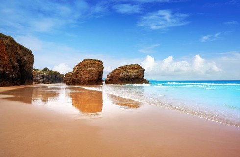 Playa las catedrales Catedrais beach in Ribadeo Galicia of Lugo Spain