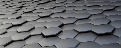 A reflective hexagon tiles background. 3D illustration