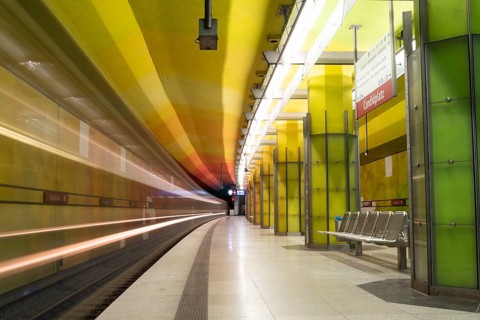 MUNICH, GERMANY, JANURAY 01, 2023, Colorful subway station Candidplatz in Munich, Bavaria, Germany,