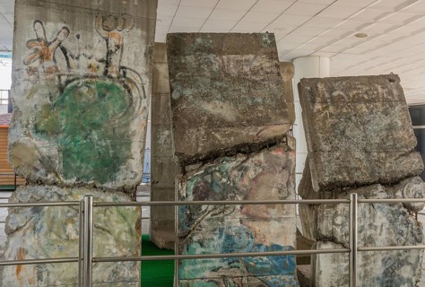 Daejeon, South Korea, September 10, 2020: For editorial use onlyPieces of Berlin Wall behind