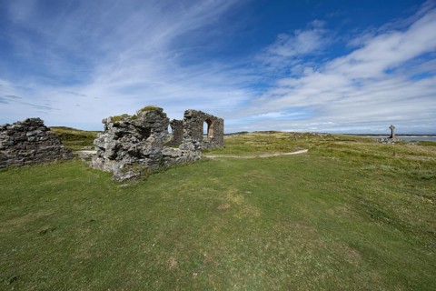 Ruins of the ruined St Dwynwen Church, Llanddwynn Island, Newborough, Anglesey, Wales, Great