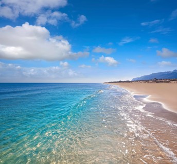 El Carabassi beach in Elx Elche of Alicante in Spain at Costa Blanca also Carabasi
