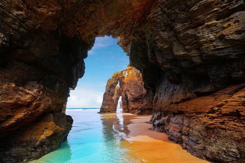 Playa las catedrales Catedrais beach in Ribadeo Galicia of Lugo Spain
