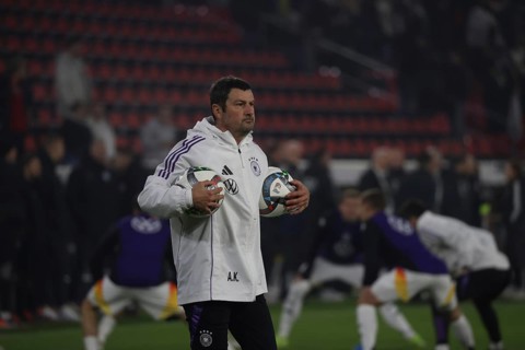 German goalkeeping coach Andreas Kronenberg (Team Germany) at the warm-up for the UEFA Nations