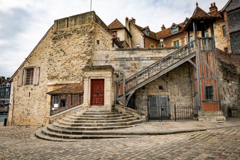 The old town hall near the harbor in the french place of honfleur in normany