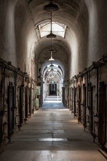 PHILADELPHIA, USA, AUGUST 15, 2022, Corridor with cells at the old abandoned Eastern State