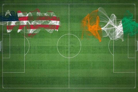 Liberia vs Ivory Coast Soccer Match, national colors, national flags, soccer field, football game,