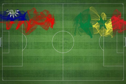 Taiwan vs Senegal Soccer Match, national colors, national flags, soccer field, football game,