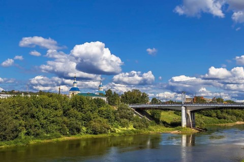 Landscape with Dnieper river in Smolensk, Russia, Europe