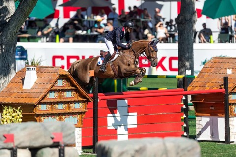 Francois Xavier Boudant of France, riding Brazyl du Mezel competes in the BMO Nations Cup during