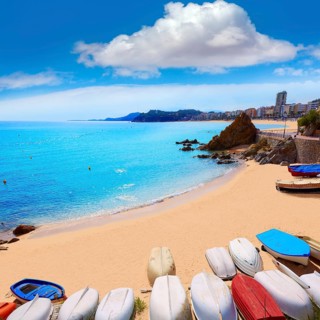 Lloret de Mar Sa Caleta beach in costa Brava of Catalonia Spain
