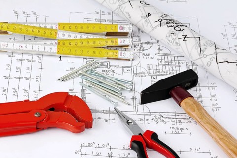 Construction plan for a residential building. Drawings and plans by an architect. Austria