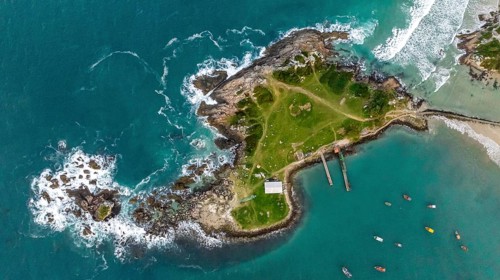 Florianopolis, Armação beach, aerial view. Santa Catarina, SC