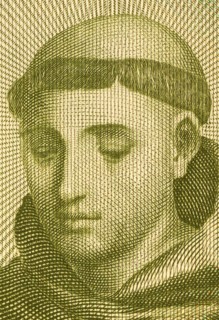 Anthony of Padua (1195-1231) on 20 Escudos 1964 banknote from Portugal. Portuguese Catholic priest