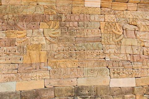 Wall frieze of the temple complex of Banteay Chhmar in Cambodia