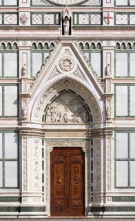 Entrance of Basilica of Santa Croce, Florence, Italy, Europe