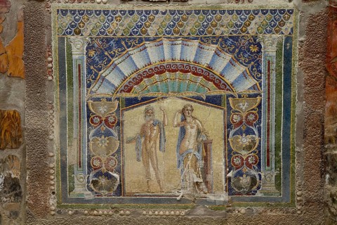 Ancient Roman mosaic in Pompeii, Campania, Italy Italy