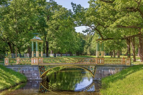 Small Chinese Bridges in Alexander park, Tsarskoye Selo, Russia, Europe