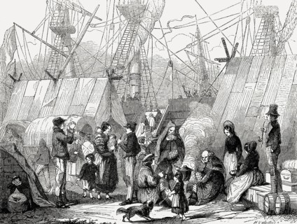 German Emigration, port of Le Havre, Normandy, France, 19th Century, Europe