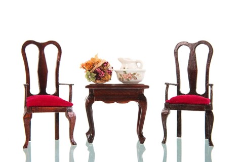 Queen ann style furniture isolated over white background