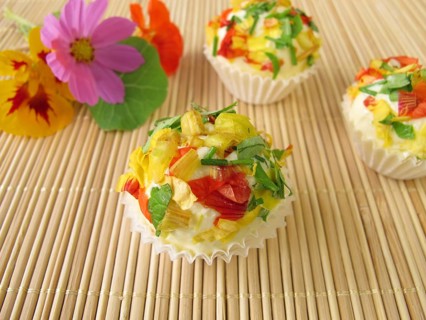 Herb butter pralines with edible flowers