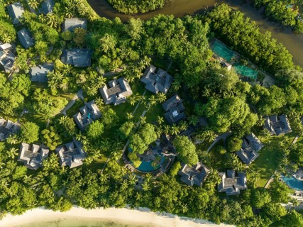 Aerial View, seychellen, Mahe, Port Glaud and Port launay Beach, Port Glaud, Seychellen