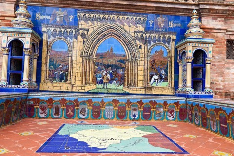 Spain, Andalusia. The Spanish pavilion in Seville at Plaza Espana Austria, Europe