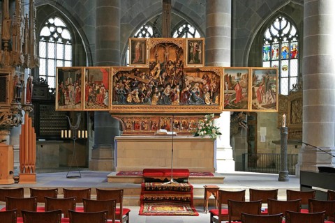 High altar of St Michael's Parish Church, Passion and Resurrection of Jesus, Am Markt, Schwäbisch
