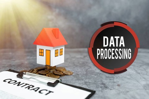 Sign displaying Data Processing, Word for collection and manipulation of items of data to produce