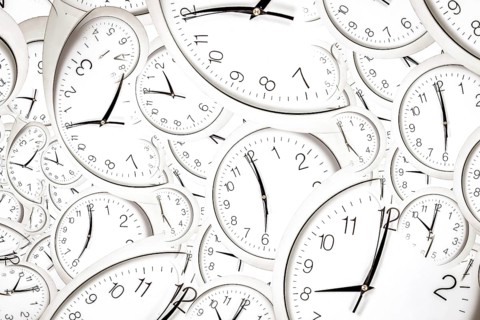 Droste effect background with infinite clock spiral. Abstract design for concepts related to time