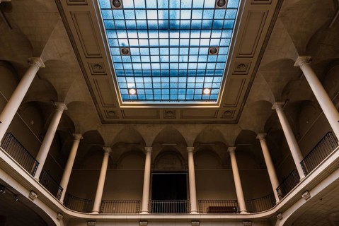Brussels, Belgium, 11 11 2018: Interior ceiling view of the Royal museum of Art and History, Europe