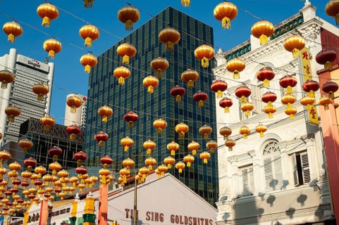 15.03.2019, Singapore, Republic of Singapore, Asia, Annual street decoration with lanterns for the