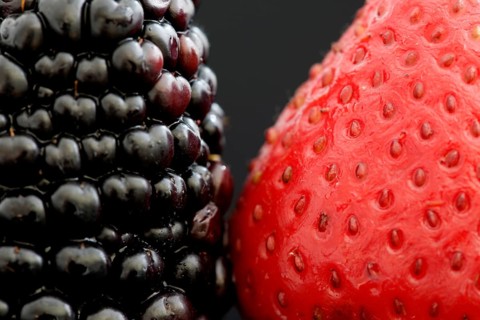 Strawberry and Blackberry Close up macro studio