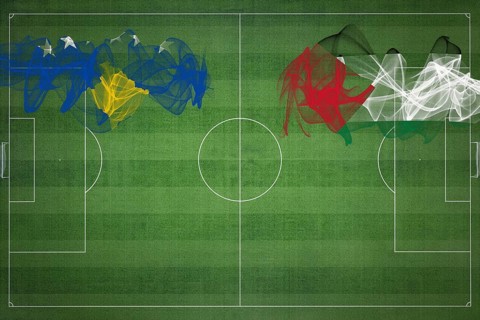 Kosovo vs Palestine Soccer Match, national colors, national flags, soccer field, football game,