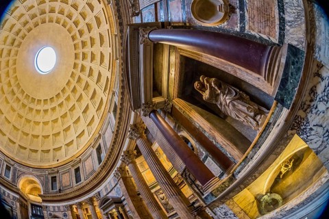 Italy, Rome, Pantheon. Tomb of Raphael and dome Austria, Europe