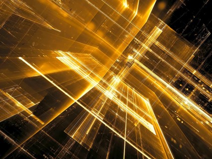 Golden technology background - abstract computer-generated image. Digital art: futuristic design