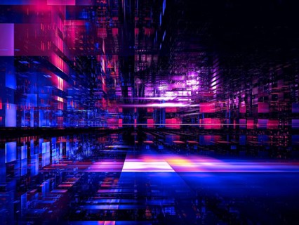 Abstract blue and purple science fiction or high tech background - computer-generated 3d