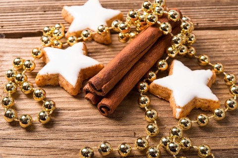 Cinnamon sticks and Christmas cake