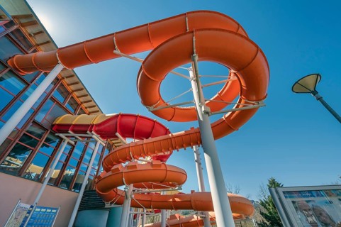 Giant slide at Indor Spielparadies Wonnemar, Sonthofen, Allgäu, Swabia, Bavaria Germany