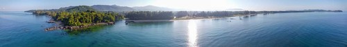 Khao Lak coast, beautiful panoramic view from the air on a sunny morning, Thailand, Asia